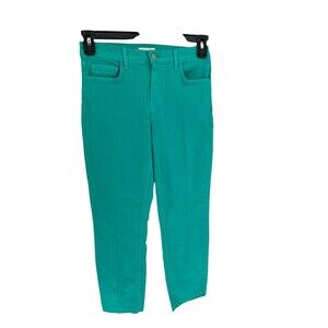 L'Agence Jeans Women's Size 25 Spearmint Sada Crop Slim Cotton Blend Raw Hem